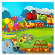 Familienbereich mit Luftballons